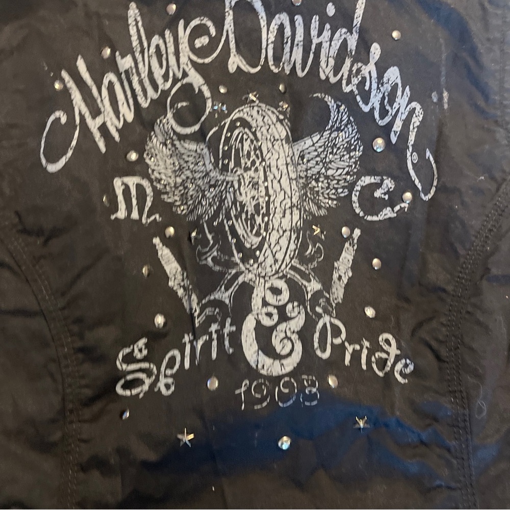 Harley Davidson Women’s Black Biker  Casual Cotton Vest Size M Cute Form Fit - Picture 9 of 14